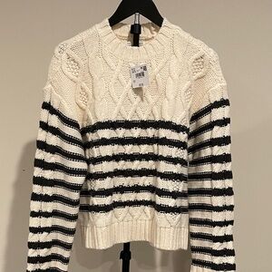 American Eagle Outfitters Cable Knit Sweater - Cream and Black